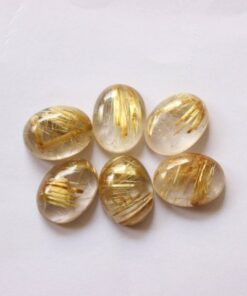 4x6mm Natural Golden Rutile Smooth Oval Cabochon