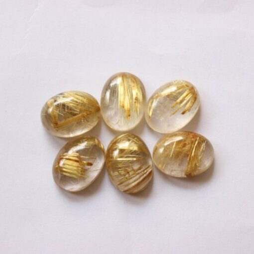 4x6mm Natural Golden Rutile Smooth Oval Cabochon