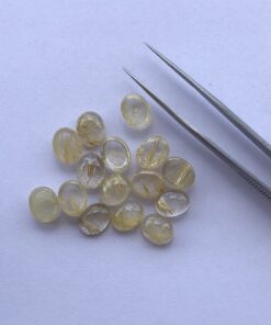 8x6mm Natural Golden Rutile Oval Cabochon