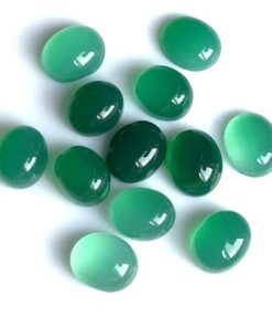 5x7mm Natural Green Chalcedony Smooth Oval Cabochon