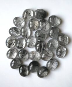 5x7mm Natural Black Rutile Smooth Oval Cabochon