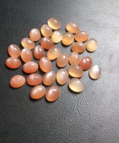 5x7mm Natural Peach Moonstone Smooth Oval Cabochon