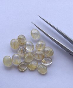 9x7mm Natural Golden Rutile Oval Cabochon