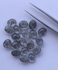 9x7mm Natural Black Rutile Oval Cabochon