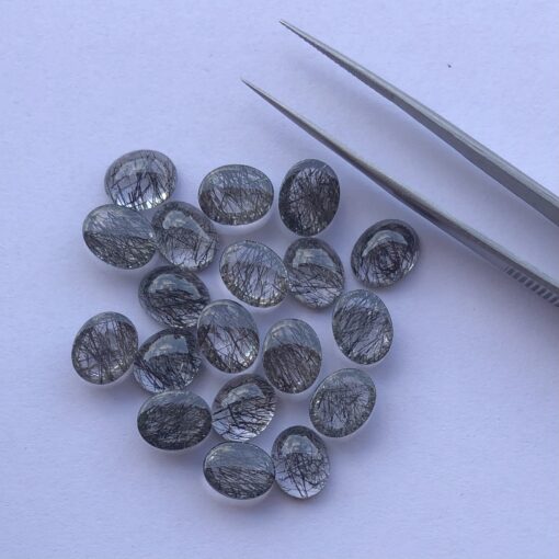 9x7mm Natural Black Rutile Oval Cabochon