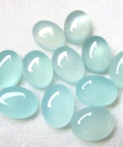 10x8mm Natural Aqua Chalcedony Smooth Oval Cabochon