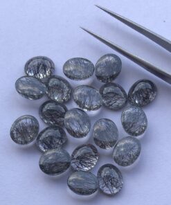 10x12mm Natural Black Rutile Oval Cabochon