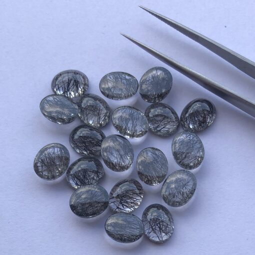 12x10mm Natural Black Rutile Oval Cabochon