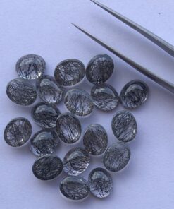 12x10mm Natural Black Rutile Oval Cabochon