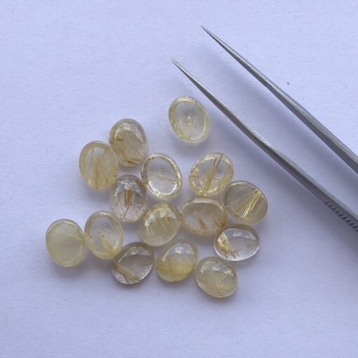 10x8mm Natural Golden Rutile Oval Cabochon