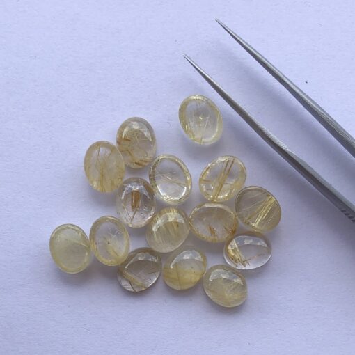 10x8mm Natural Golden Rutile Oval Cabochon