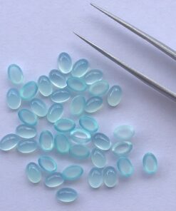 5x7mm Natural Aqua Chalcedony Oval Cabochon