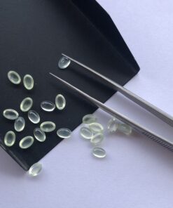 5x7mm Natural Prehnite Smooth Oval Cabochon