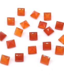 2mm Natural Carnelian Square Cut Gemstone