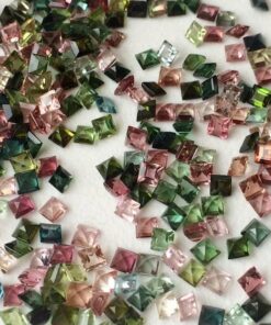 3mm Natural Multi Tourmaline Square Cut Gemstone