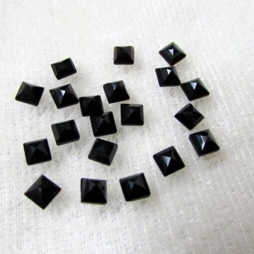 3mm Natural Black Spinel Square Cut Gemstone
