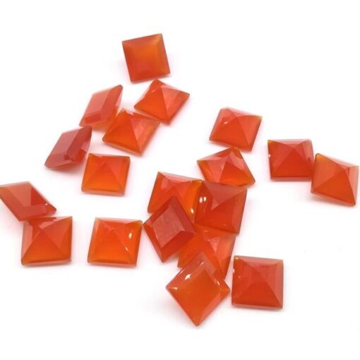 3mm Natural Carnelian Square Cut Gemstone