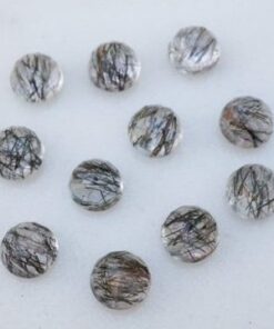 Natural Black Rutile Smooth Round Cabochon