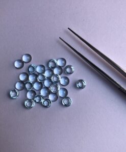 Natural Sky Blue Topaz Smooth Round Cabochon