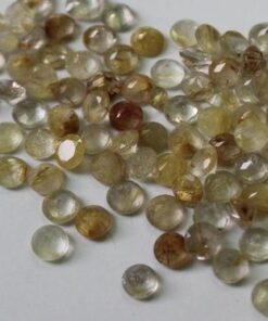 Natural Golden Rutile Faceted Round Cut Gemstone