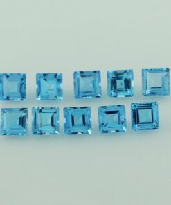 4mm Natural Swiss Blue Topaz Princess Cut Gemstone