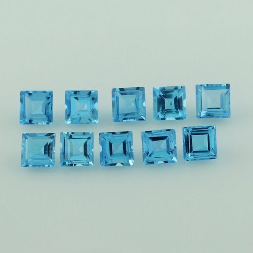 4mm Natural Swiss Blue Topaz Square Cut Gemstone