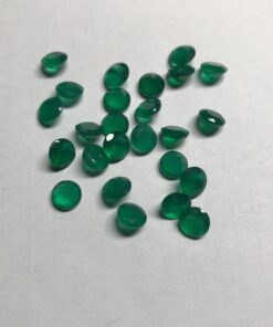 Natural Green Onyx Faceted Round Gemstone