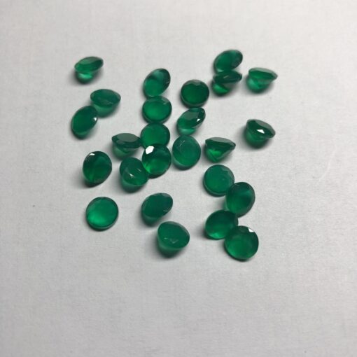 Natural Green Onyx Faceted Round Gemstone