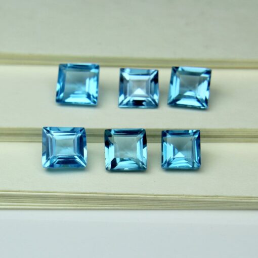 5mm Natural Swiss Blue Topaz Square Cut Gemstone