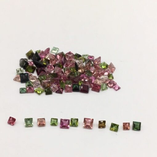 Natural Multi Tourmaline Princess Cut Gemstone