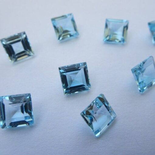 6mm Natural Sky Blue Topaz Square Cut Gemstone