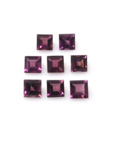 6mm Natural Rhodolite Garnet Princess Cut Gemstone