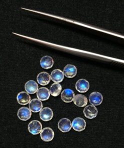 Natural Rainbow Moonstone Faceted Round Cut Gemstone