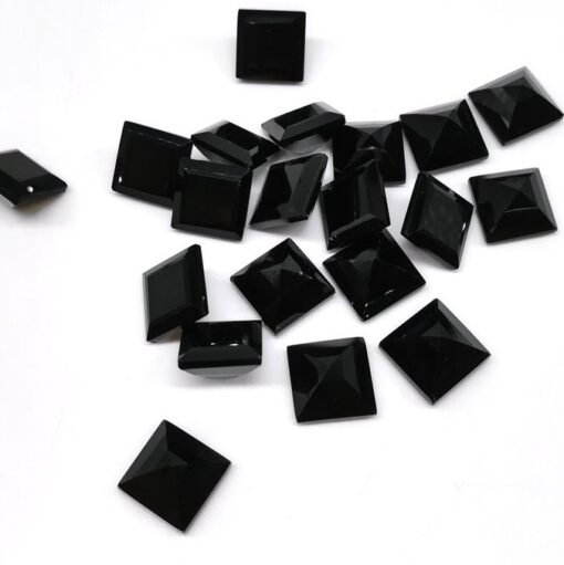 Natural Black Onyx Square Cut Gemstone
