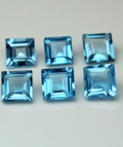 6mm Natural Swiss Blue Topaz Square Cut Gemstone
