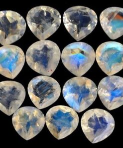 Natural Rainbow Moonstone Faceted Heart Gemstone