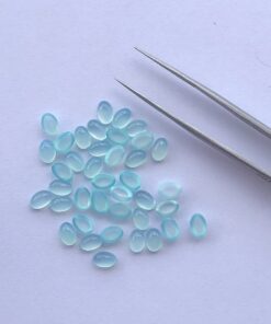 Natural Aqua Chalcedony Oval Cabochon