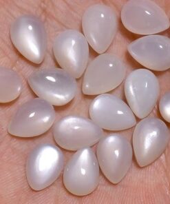 Natural White Moonstone Smooth Pear Cabochon