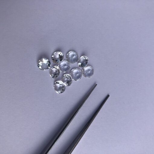 Natural Crystal Quartz Faceted Round Cut Gemstone