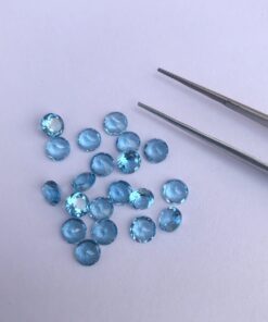 Natural Swiss Blue Topaz Faceted Round Cut Gemstone