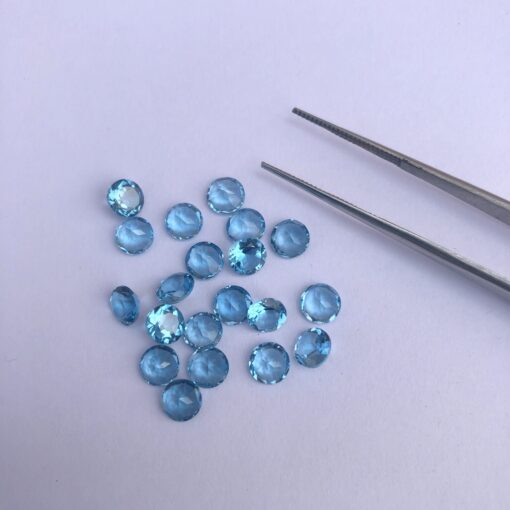 Natural Swiss Blue Topaz Faceted Round Cut Gemstone