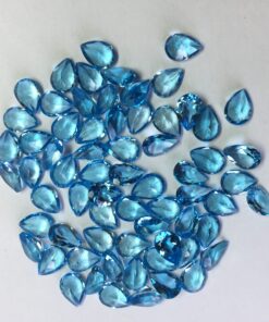 2x3mm Natural Swiss Blue Topaz Faceted Pear Cut Gemstone