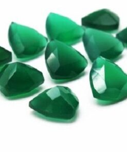 Natural Green Onyx Faceted Trillion Gemstone