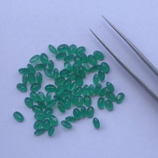 Natural Green Onyx Faceted Oval Gemstone