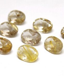 Natural Golden Rutile Faceted Oval Cut Gemstone