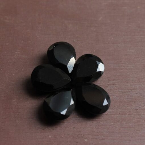 Natural Black Spinel Faceted Pear Gemstone