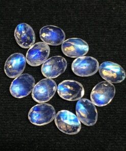 Natural Rainbow Moonstone Faceted Oval Gemstone