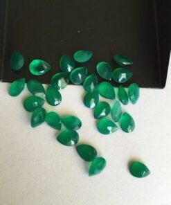 Natural Green Onyx Faceted Pear Cut Gemstone