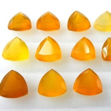 Natural Yellow Chalcedony Faceted Trillion Gemstone