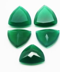 Natural Green Onyx Faceted Trillion Cut Gemstone
